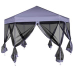Hexagonal Pop-Up Marquee with 6 Sidewalls Dark Blue 3.6x3.1 m