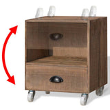 Nightstand Brown Solid Wood - Rear View