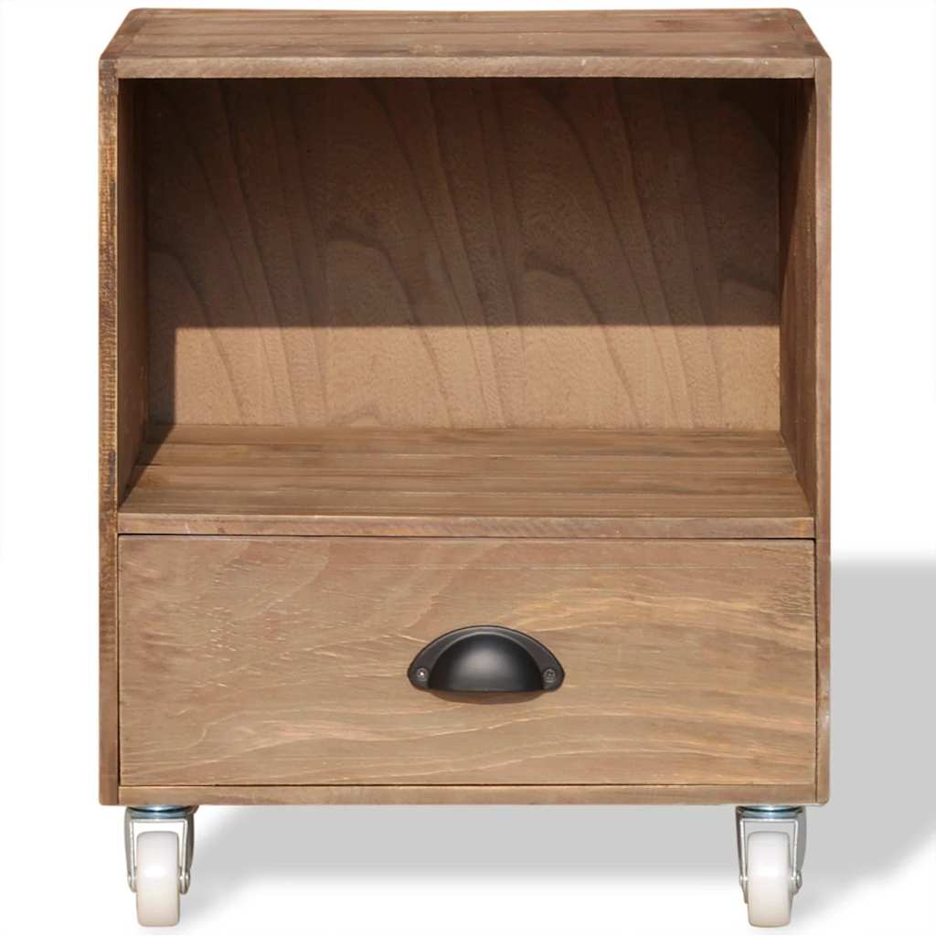 Nightstand Brown Solid Wood