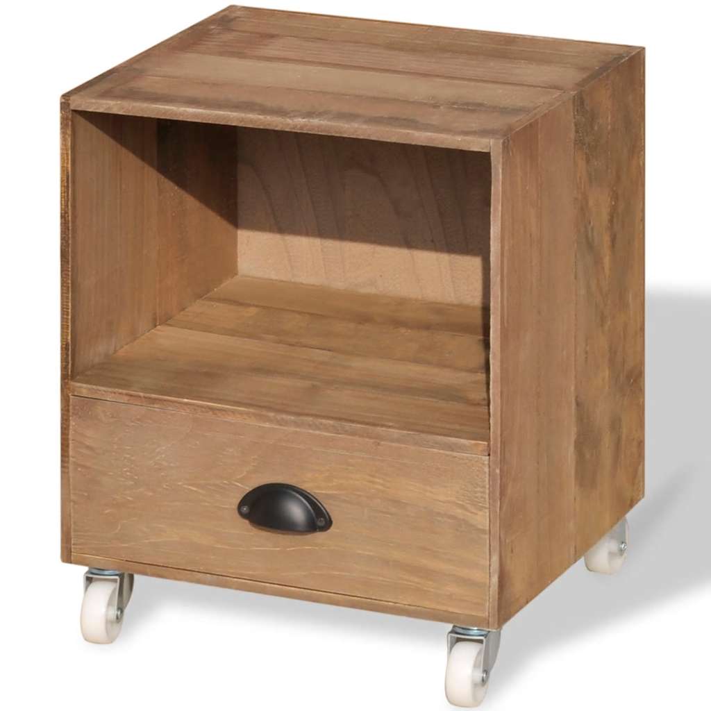 Nightstand Brown Solid Wood