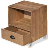 Nightstand Brown Solid Wood