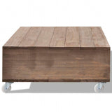 Coffee Table Brown Solid Wood - Top-Down View