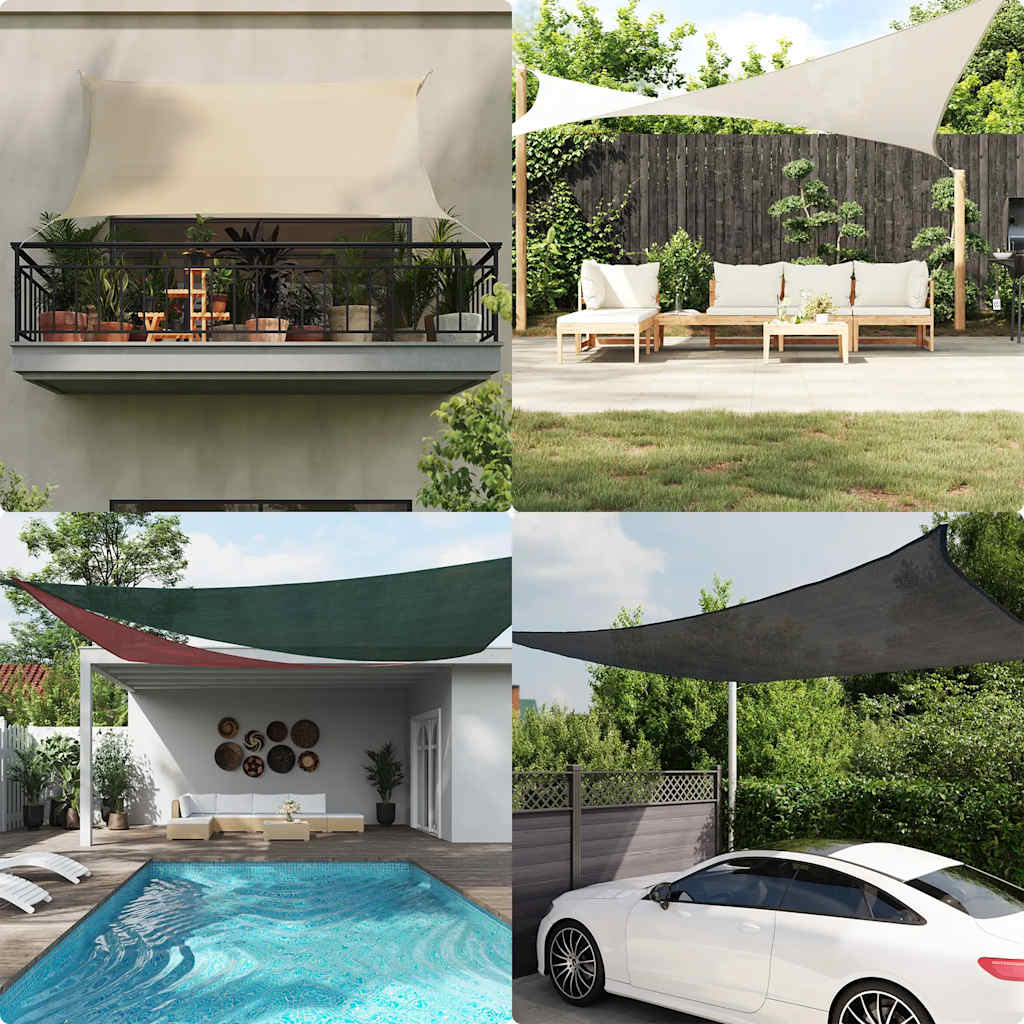 Sunshade Sail HDPE Triangular 5x5x5 m Beige