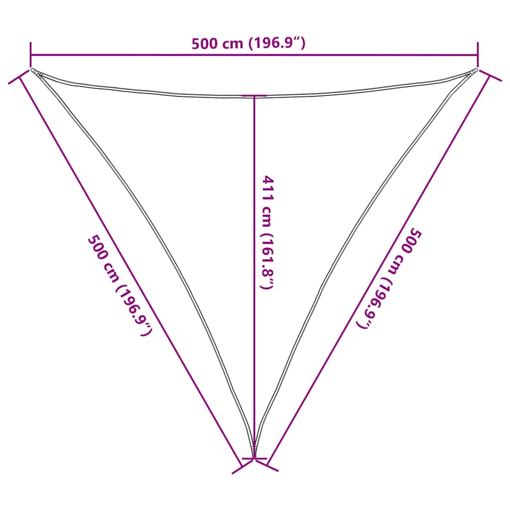 Sunshade Sail HDPE Triangular 5x5x5 m Cream