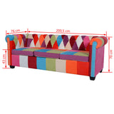 Chesterfield Sofa 3-Seater Fabric - 45-Degree Angle