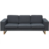 3-Seater Sofa Fabric Dark Grey - Front View
