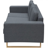 3-Seater Sofa Fabric Dark Grey - Side View