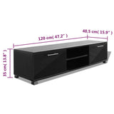 TV Cabinet High-Gloss Black 120x40.5x35 cm - 45-Degree Angle