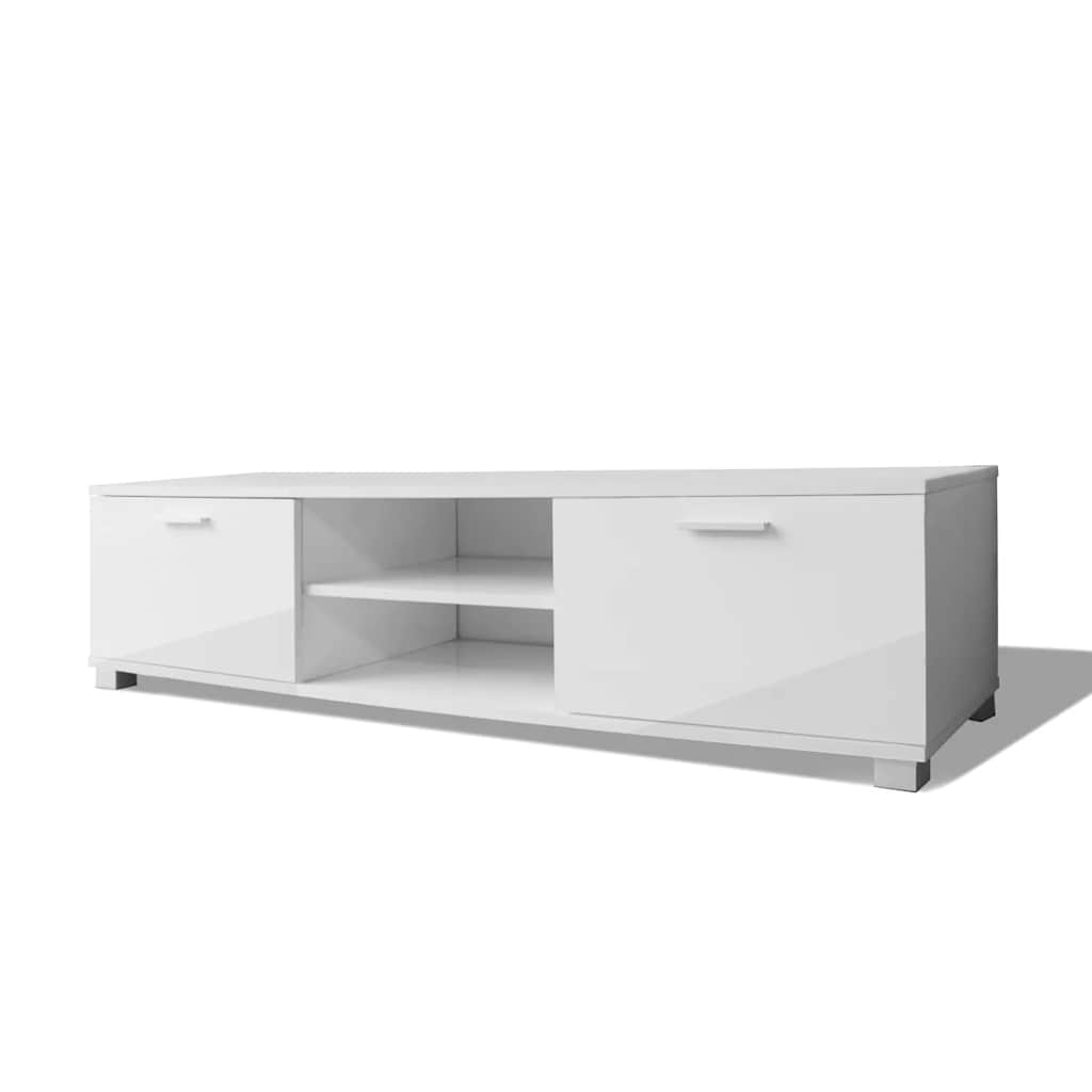 TV Cabinet High-Gloss White 140x40.5x35 cm