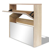 Shoe Cabinet 2-Layer Mirror Oak 63x17x67 cm - Front View