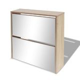 Shoe Cabinet 2-Layer Mirror Oak 63x17x67 cm - Side View