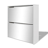 Shoe Cabinet 2-Layer Mirror White 63x17x67 cm - Side View