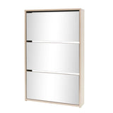 Shoe Cabinet 3-Layer Mirror Oak 63x17x102.5 cm - Front View