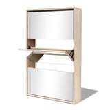 Shoe Cabinet 3-Layer Mirror Oak 63x17x102.5 cm - Top-Down View