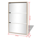 Shoe Cabinet 3-Layer Mirror Oak 63x17x102.5 cm