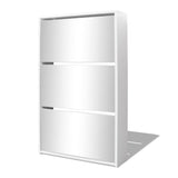 Shoe Cabinet 3-Layer Mirror White 63x17x102.5 cm - Front View