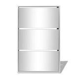Shoe Cabinet 3-Layer Mirror White 63x17x102.5 cm - Side View