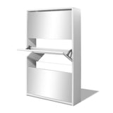 Shoe Cabinet 3-Layer Mirror White 63x17x102.5 cm - Top-Down View