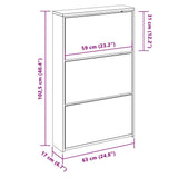 Shoe Cabinet 3-Layer Mirror White 63x17x102.5 cm - Close-Up Angle