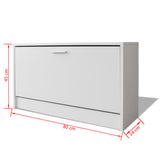 Shoe Storage Bench White 80x24x45 cm - Rear View