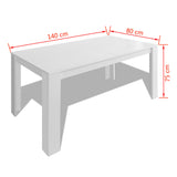 Dining Table 140x80x75 cm White - 45-Degree Angle