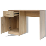 Desk with Drawer and Cabinet Oak 100x40x73 cm - Top-Down View
