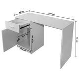 Desk with Drawer and Cabinet White 100x40x73 cm - Rear View