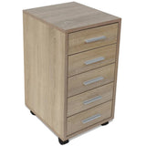 Office Drawer Unit with Castors 5 Drawers Oak - Top-Down View