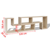 TV Cabinet Double L-Shaped Oak - Close-Up Angle