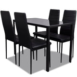 Five Piece Dining Table Set Black - Front View