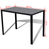 Five Piece Dining Table Set Black - Rear View