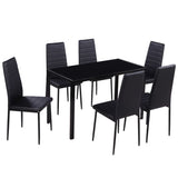 Seven Piece Dining Table Set Black - Front View