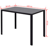 Seven Piece Dining Table Set Black - Close-Up Angle