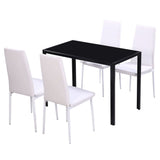 Five Piece Dining Table Set Black and White - Front View