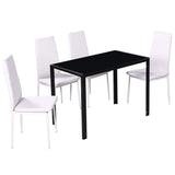 Five Piece Dining Table Set Black and White - Side View