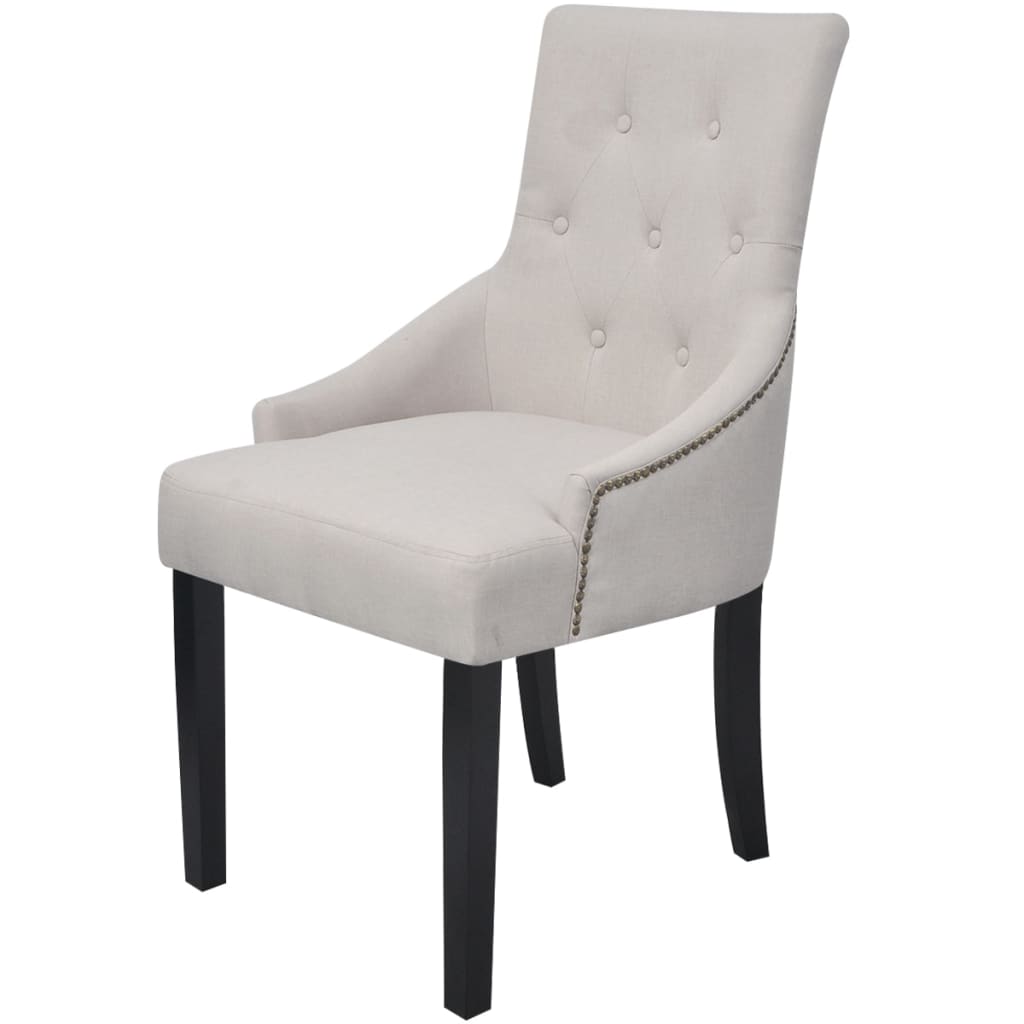 Dining Chairs 4 pcs Cream Grey Fabric