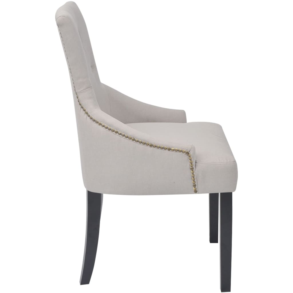 Dining Chairs 4 pcs Cream Grey Fabric