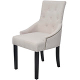 Dining Chairs 6 pcs Cream Grey Fabric - Front View
