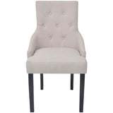 Dining Chairs 6 pcs Cream Grey Fabric - Side View