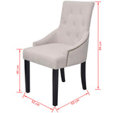 Dining Chairs 6 pcs Cream Grey Fabric - Close-Up Angle