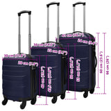 Three Piece Hardcase Trolley Set Blue 45.5/55/66 cm - Rear View
