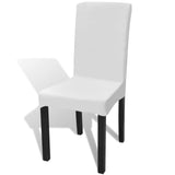 Straight Stretchable Chair Cover 4 pcs White - Front View