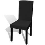 Straight Stretchable Chair Cover 4 pcs Black - Front View