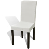 Straight Stretchable Chair Cover 4 pcs Cream - Front View
