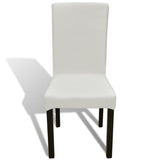 Straight Stretchable Chair Cover 4 pcs Cream