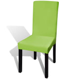 Straight Stretchable Chair Cover 6 pcs Green - Front View