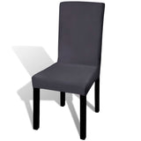 Straight Stretchable Chair Cover 4 pcs Anthracite - Front View