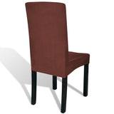 Straight Stretchable Chair Cover 4 pcs Brown - Top-Down View