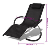Outdoor Geometrical Sun Lounger Steel Black and Grey - Low Angle
