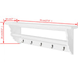 Coat Rack MDF White Baroque Style - Rear View